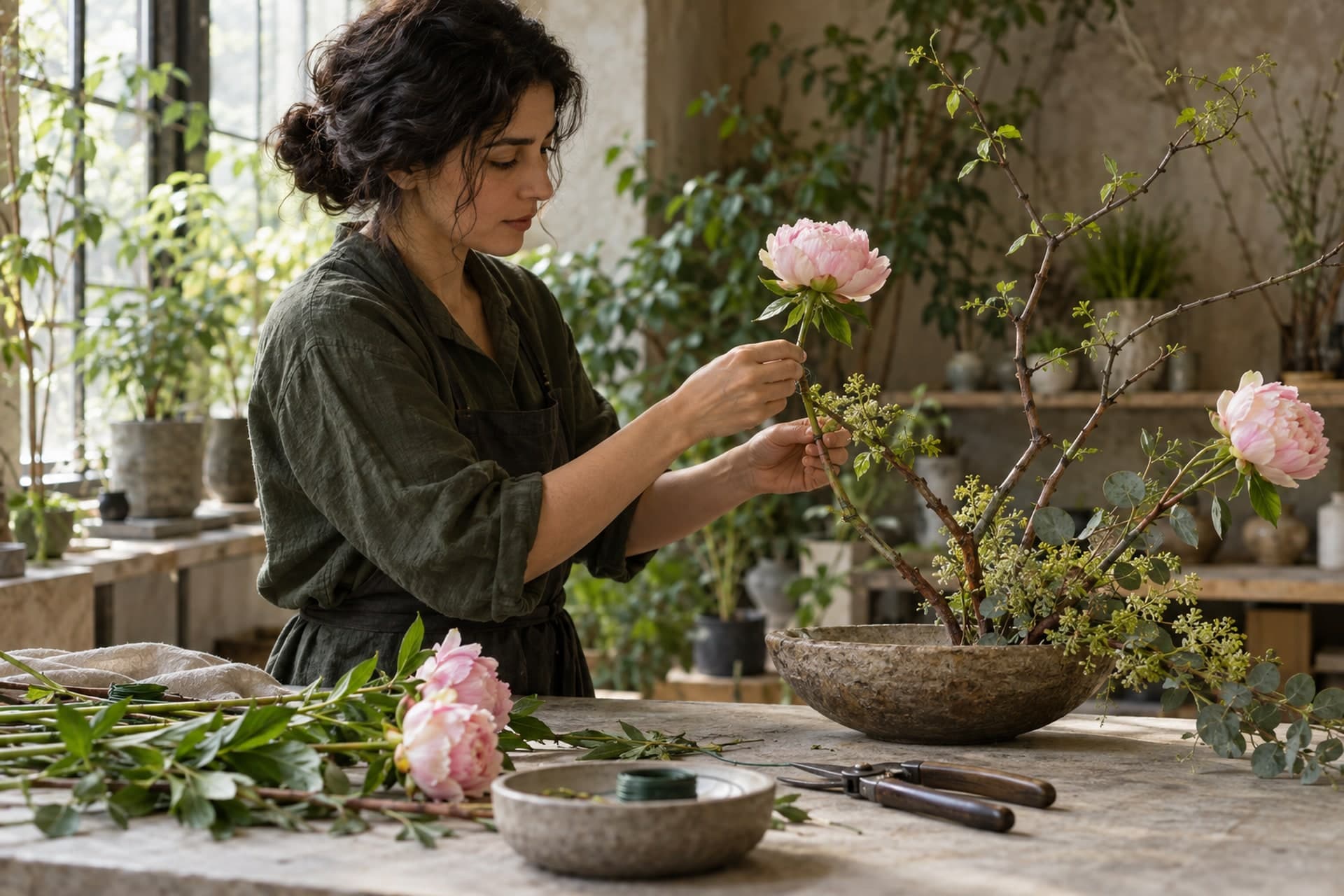 تصویرسازی اصلی برای شاخه گل پیونی
