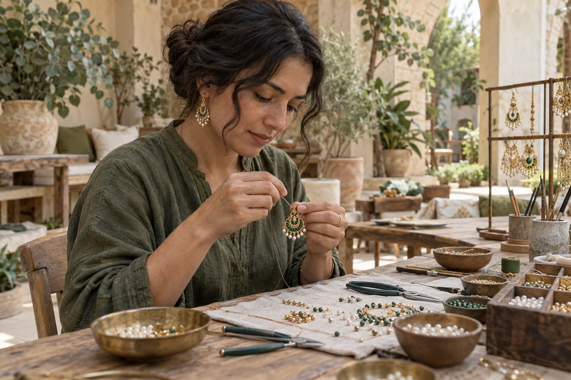Original illustration for Earring-Making Workshop Using the Darbandozi Technique