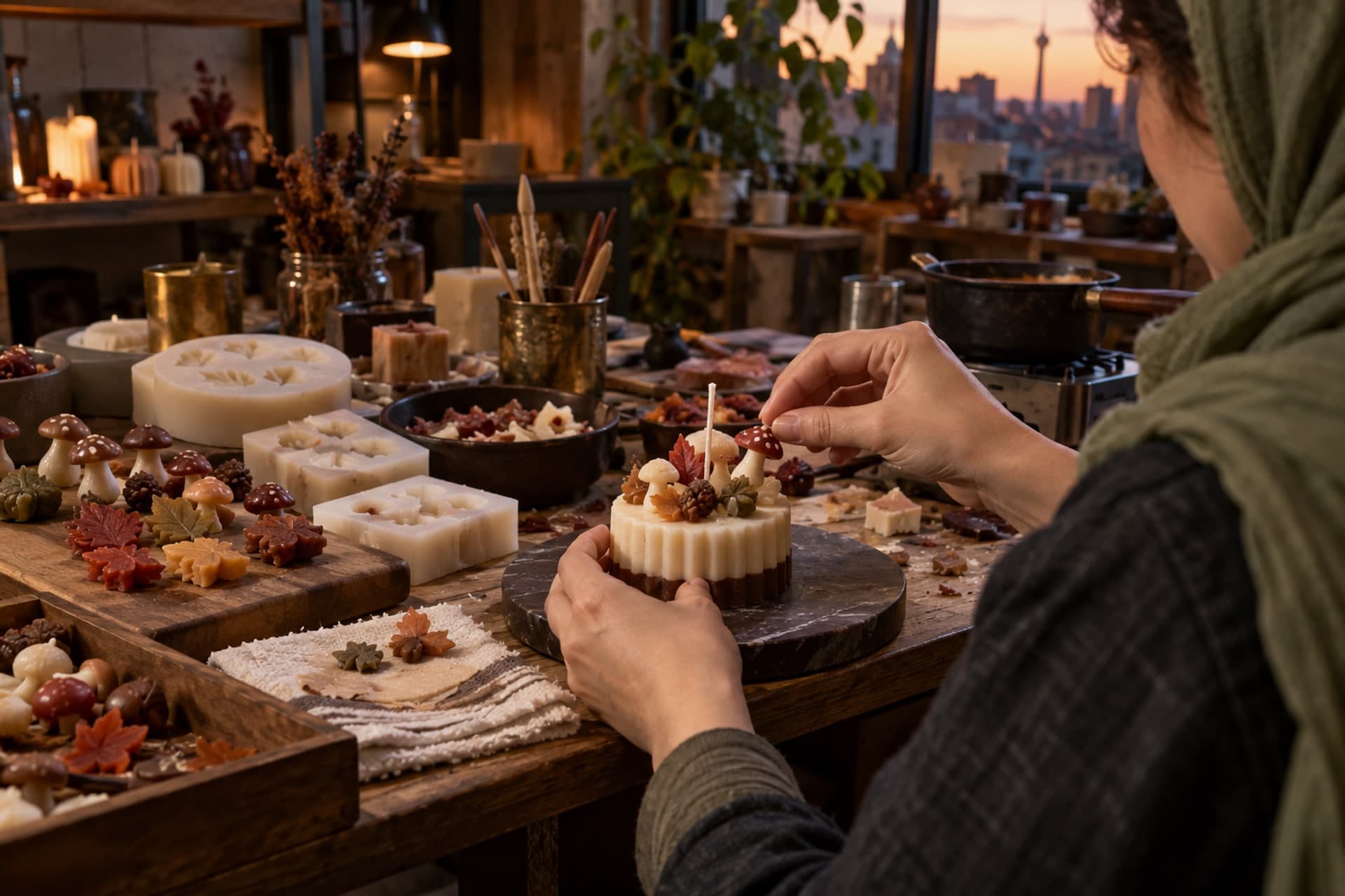 تصویرسازی اصلی برای شمع دسری پاییزی جنگل