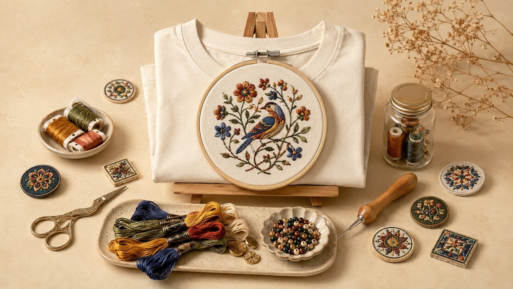 گلدوزی روی تیشرت