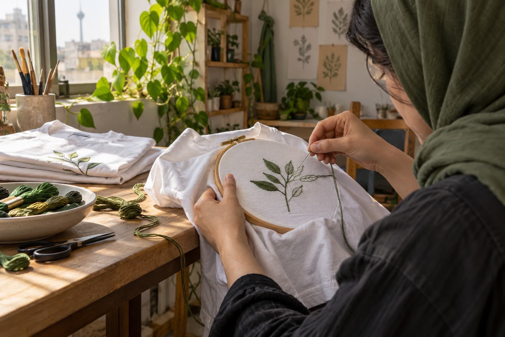 تصویرسازی اصلی برای ورکشاپ گلدوزی روی تیشرت
