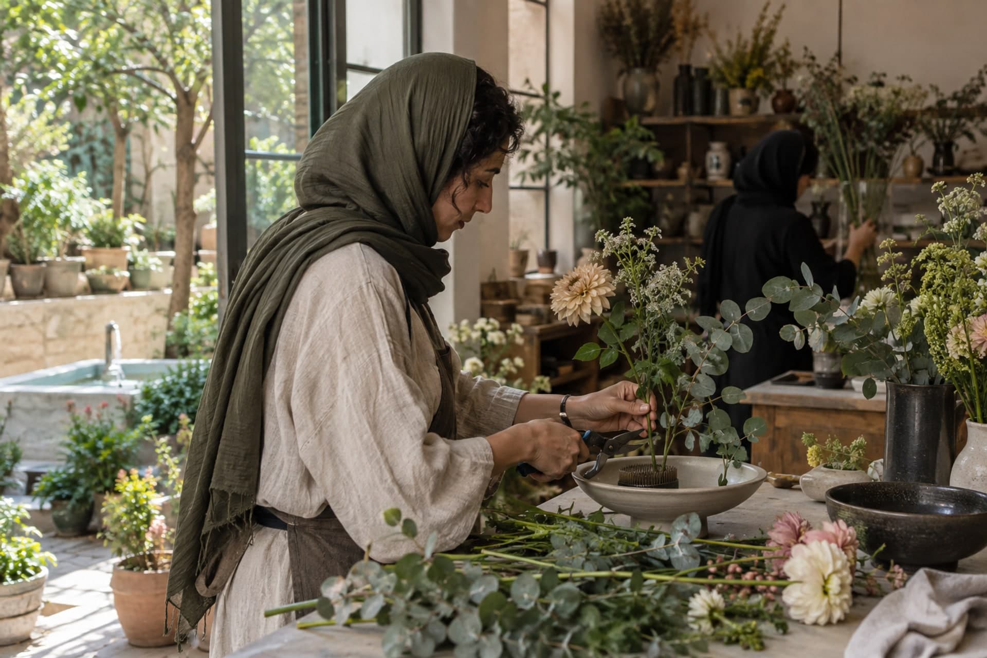 Original illustration for Flower-arranging workshop